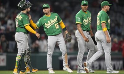 Oakland A's players on the field