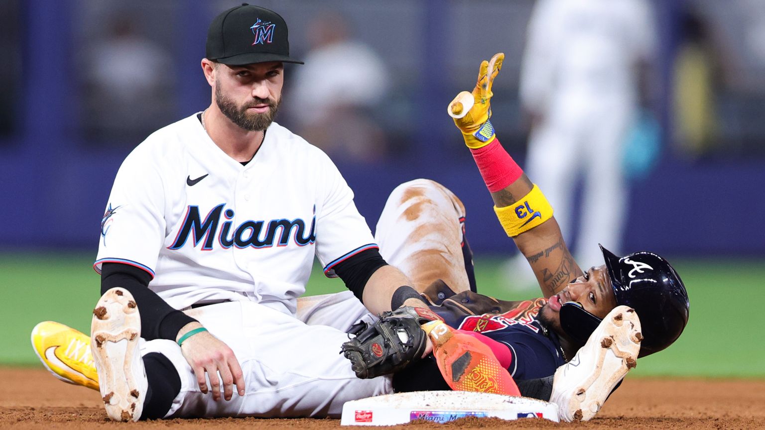 The Miami Marlins are having difficulty against the Atlanta Braves