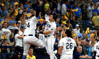 The Tampa Bay Rays celebrate a victory
